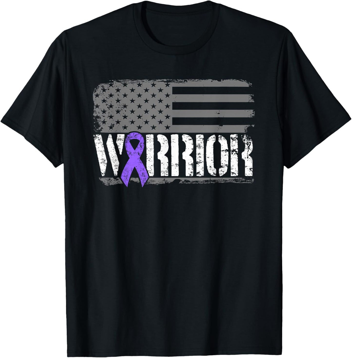 Hodgkins Lymphoma Warrior Awareness - American Flag T-Shirt - T-Shirt | Black