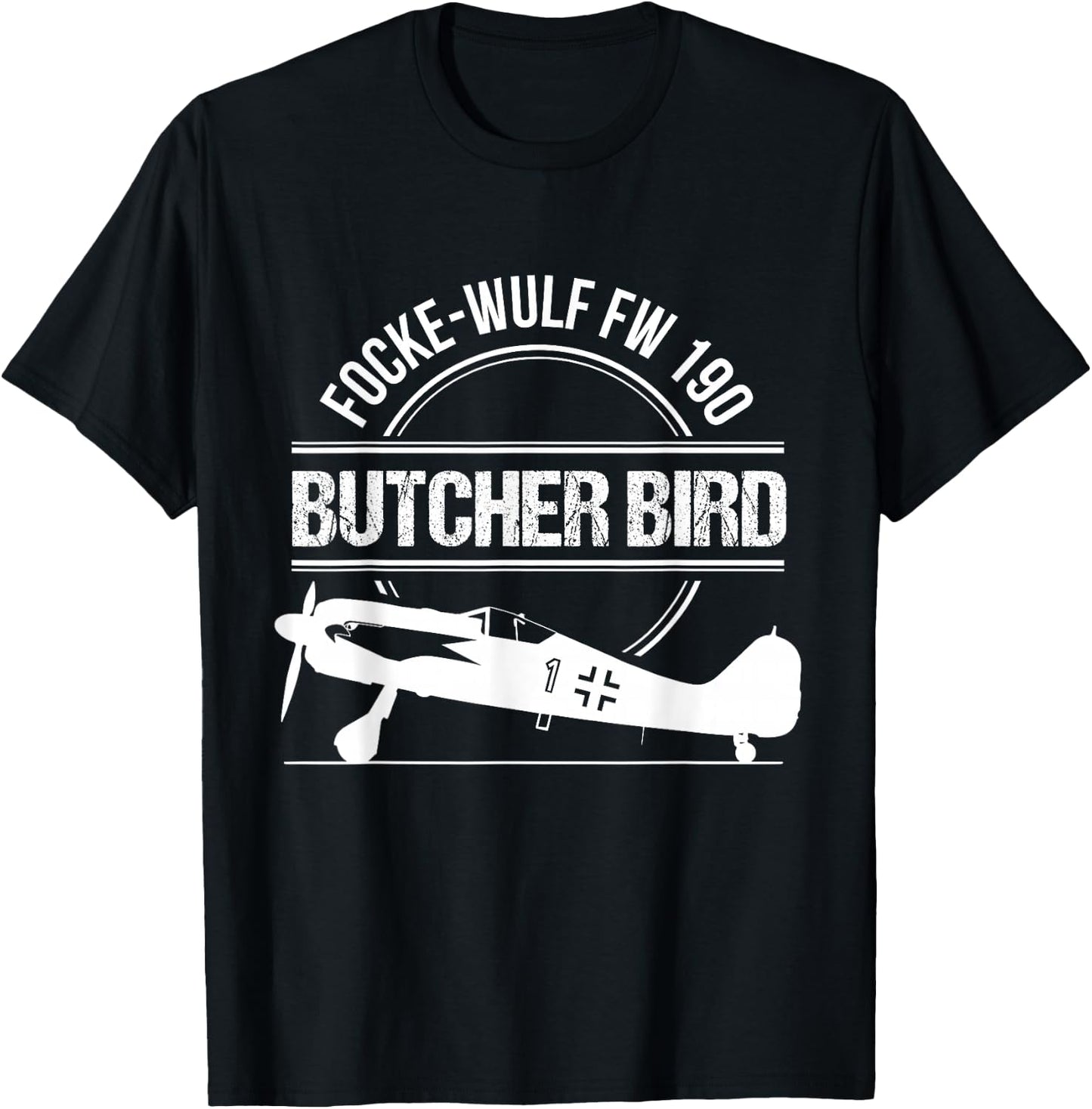 Focke Wulf FW 190 Butcherbird Warbird Fighter Aircraft Shirt T-Shirt - T-Shirt | Black