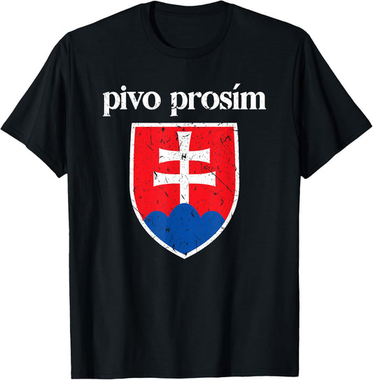 Beer Please Slovak Slovakia Flag Pride Pivo, Prosím T-Shirt - T-Shirt | Black