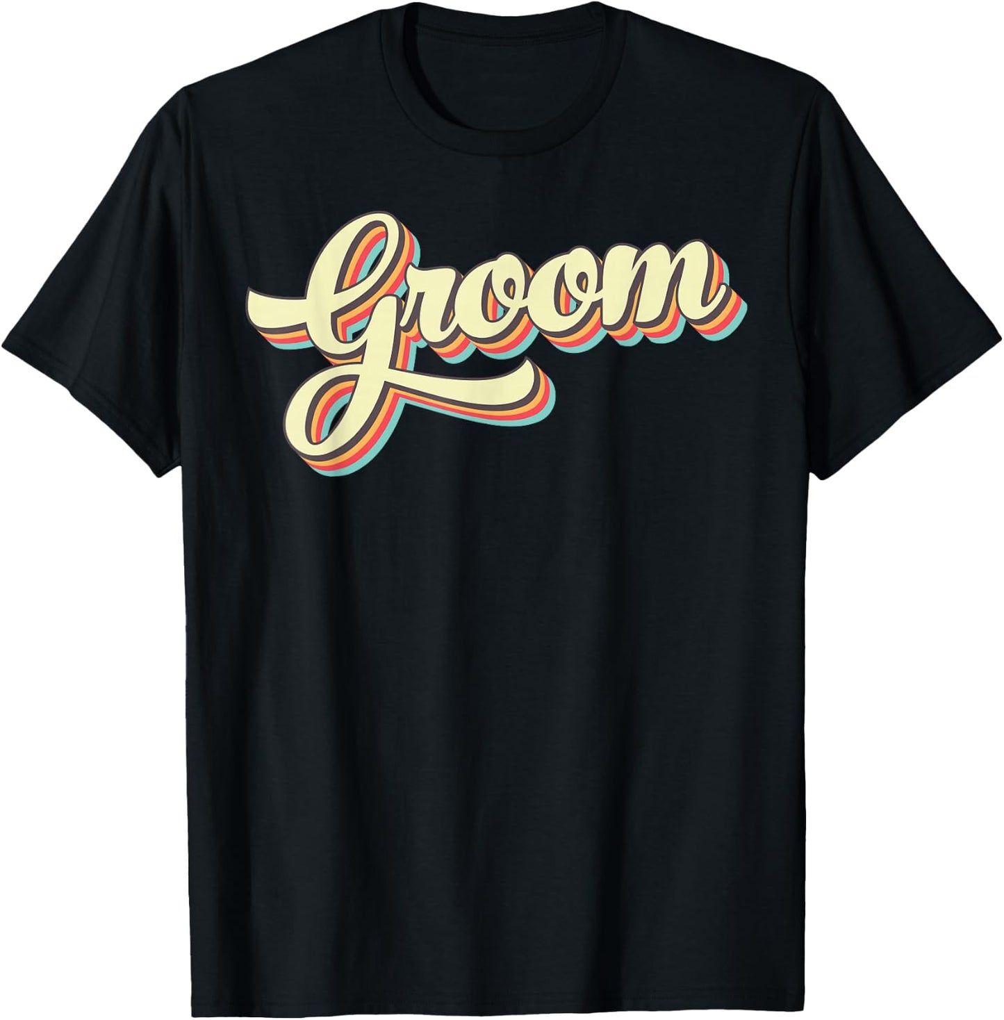 Groom Retro Art Baseball Font Vintage T-Shirt - T-Shirt | Black