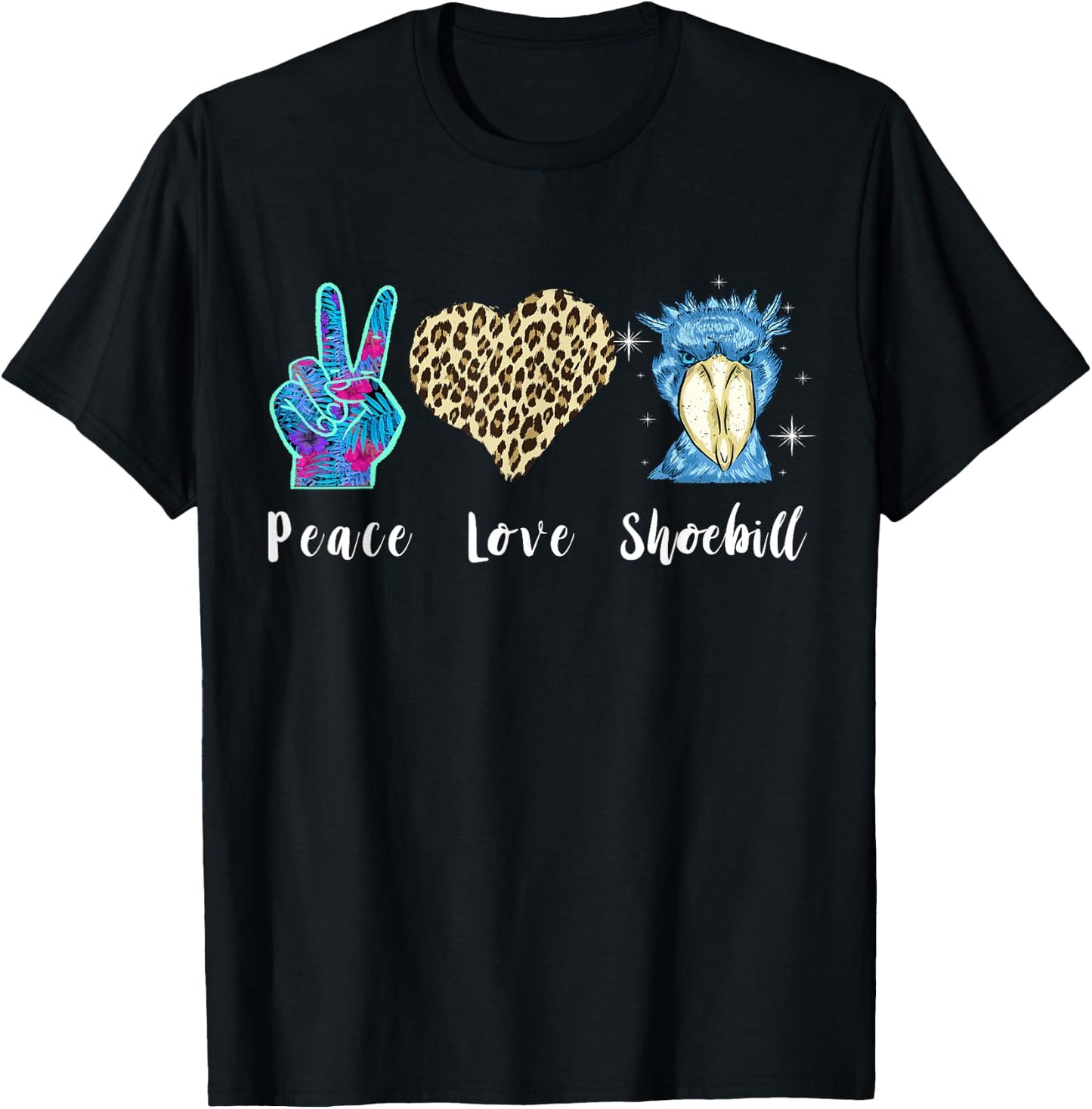 Shoebill Love Peace African Bird Shoebill Bird African Stork T-Shirt - T-Shirt | Black