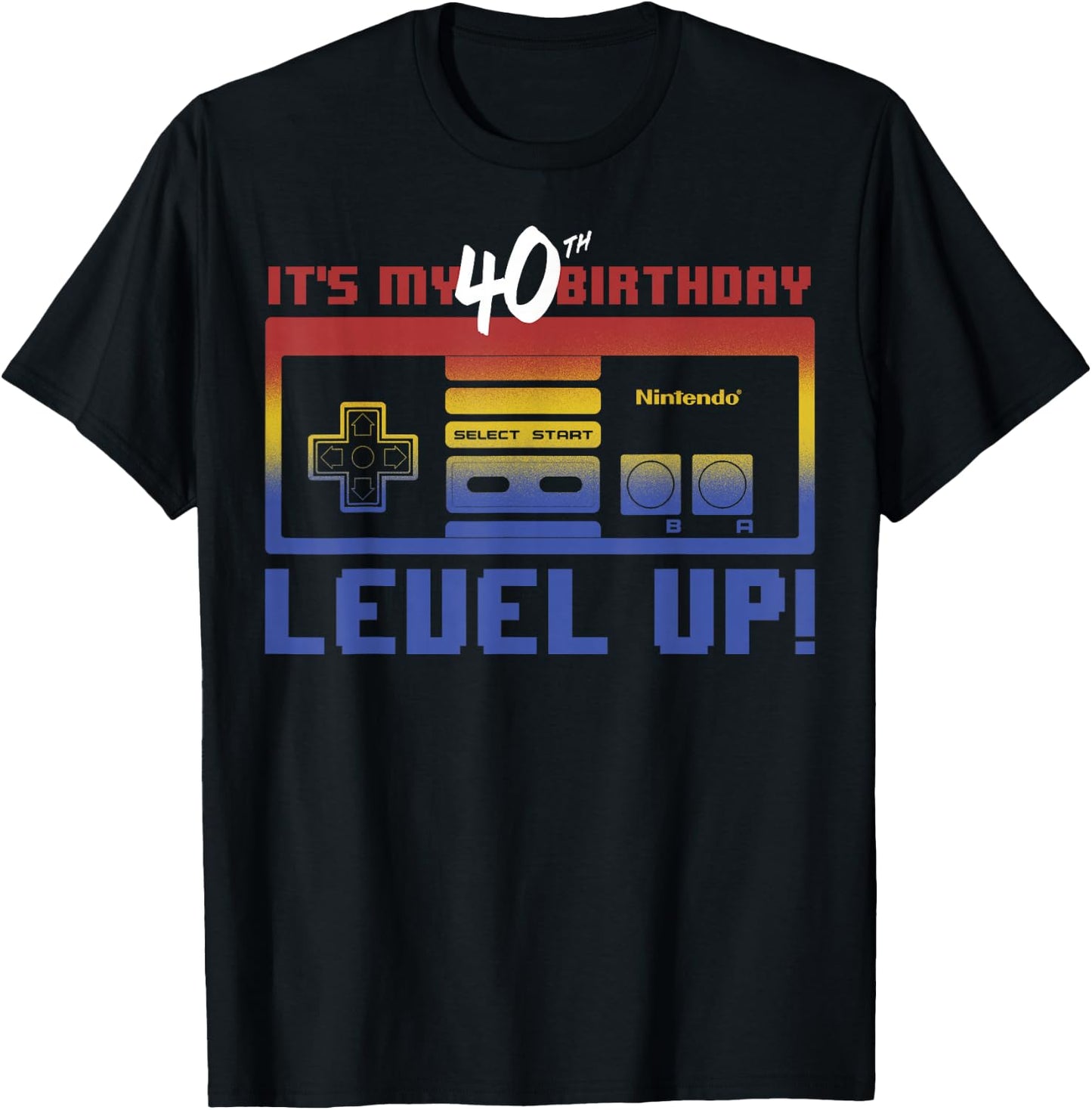 Nintendo It's My 40th Birthday Level Up! SNES Controller T-Shirt - T-Shirt | Black