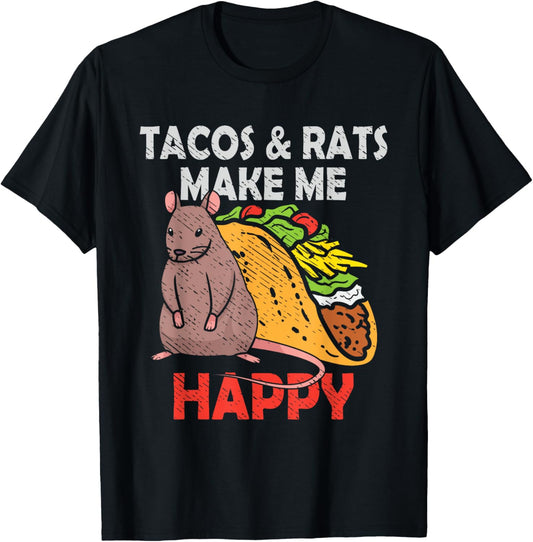 Tacos And Rats Cute Pet Rat Lover Mexican Food Mexico T-Shirt - T-Shirt | Black