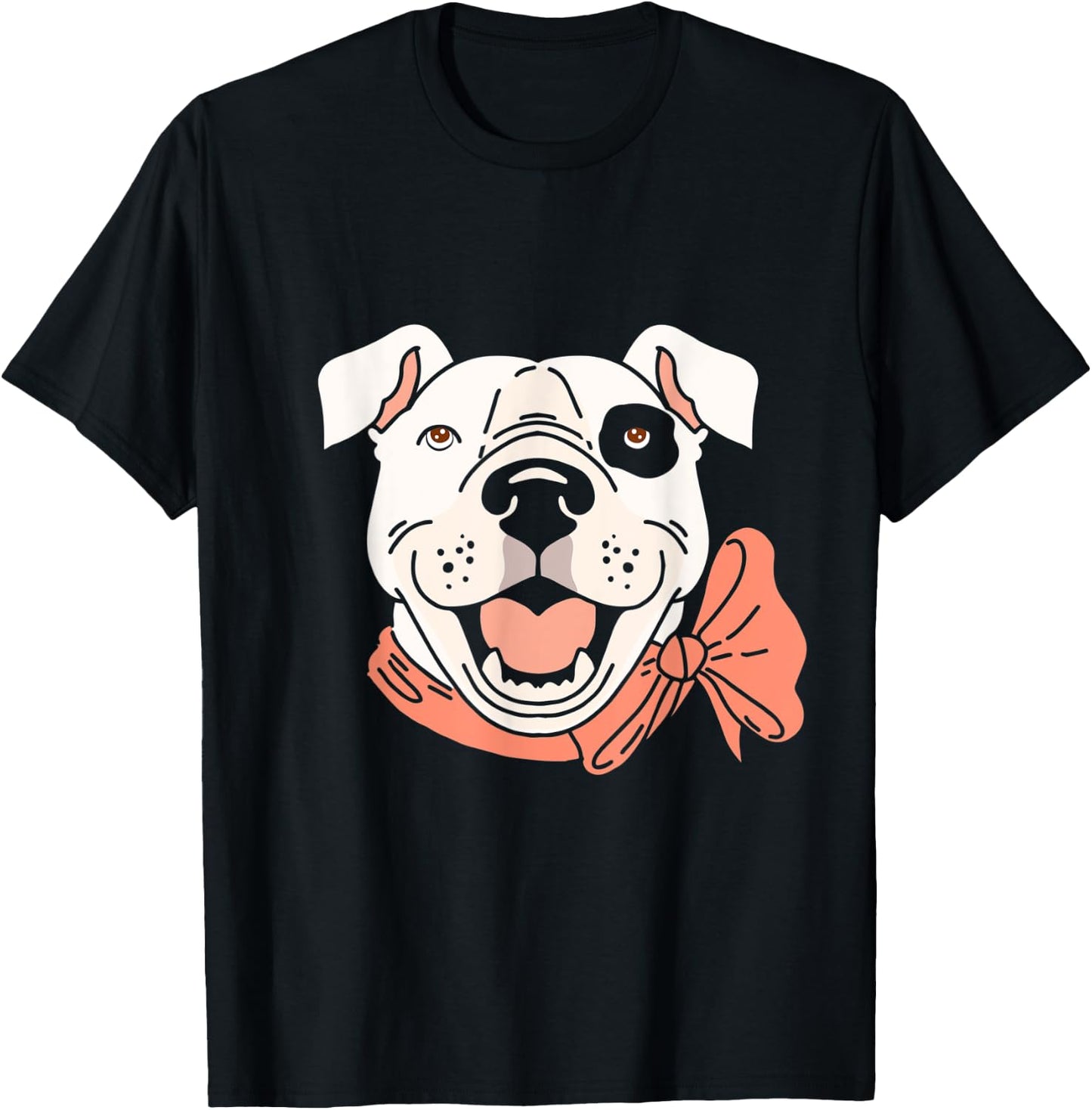 White with a Black Stain on a Eye and Brown Eyes, Pitbull T-Shirt - T-Shirt | Black