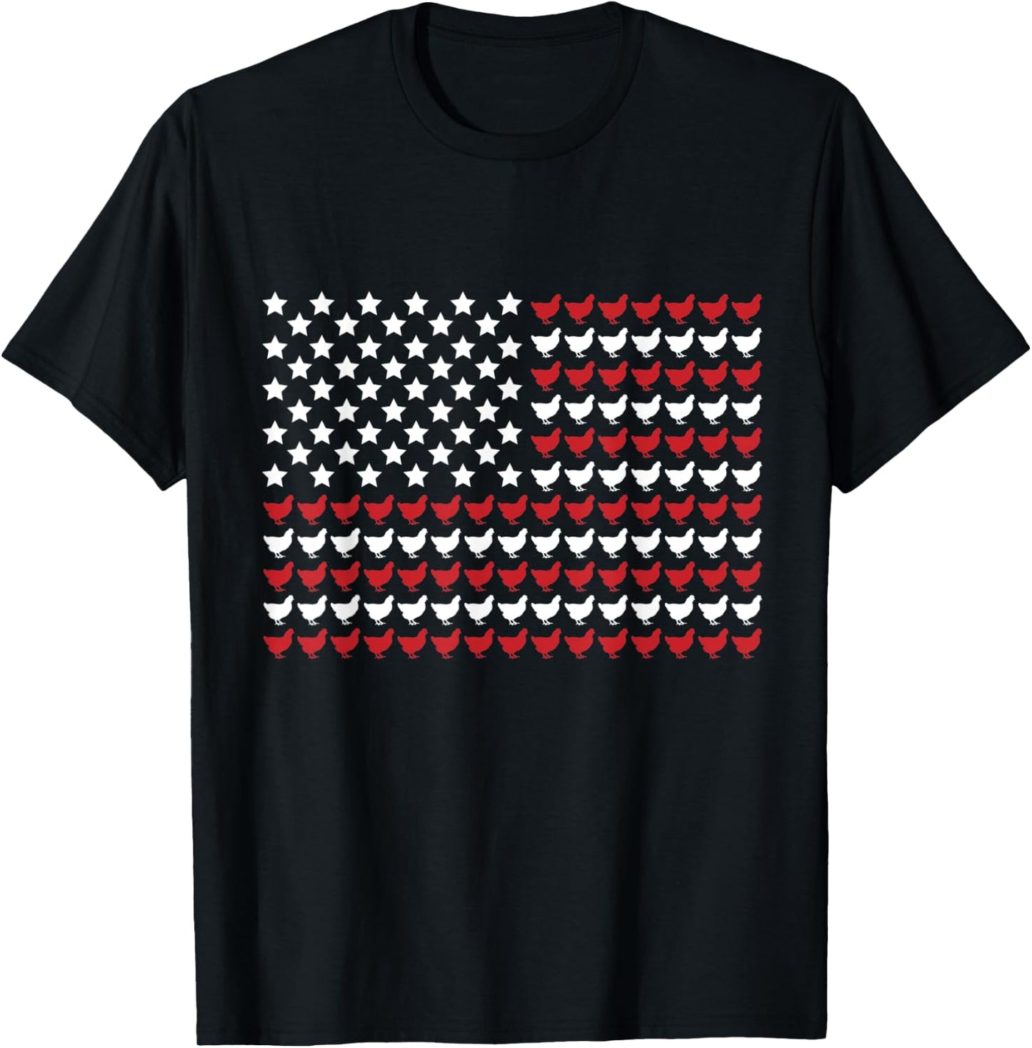 Chicken 4th of July Paw Print American Flag Women Kids Men T-Shirt - T-Shirt | Black