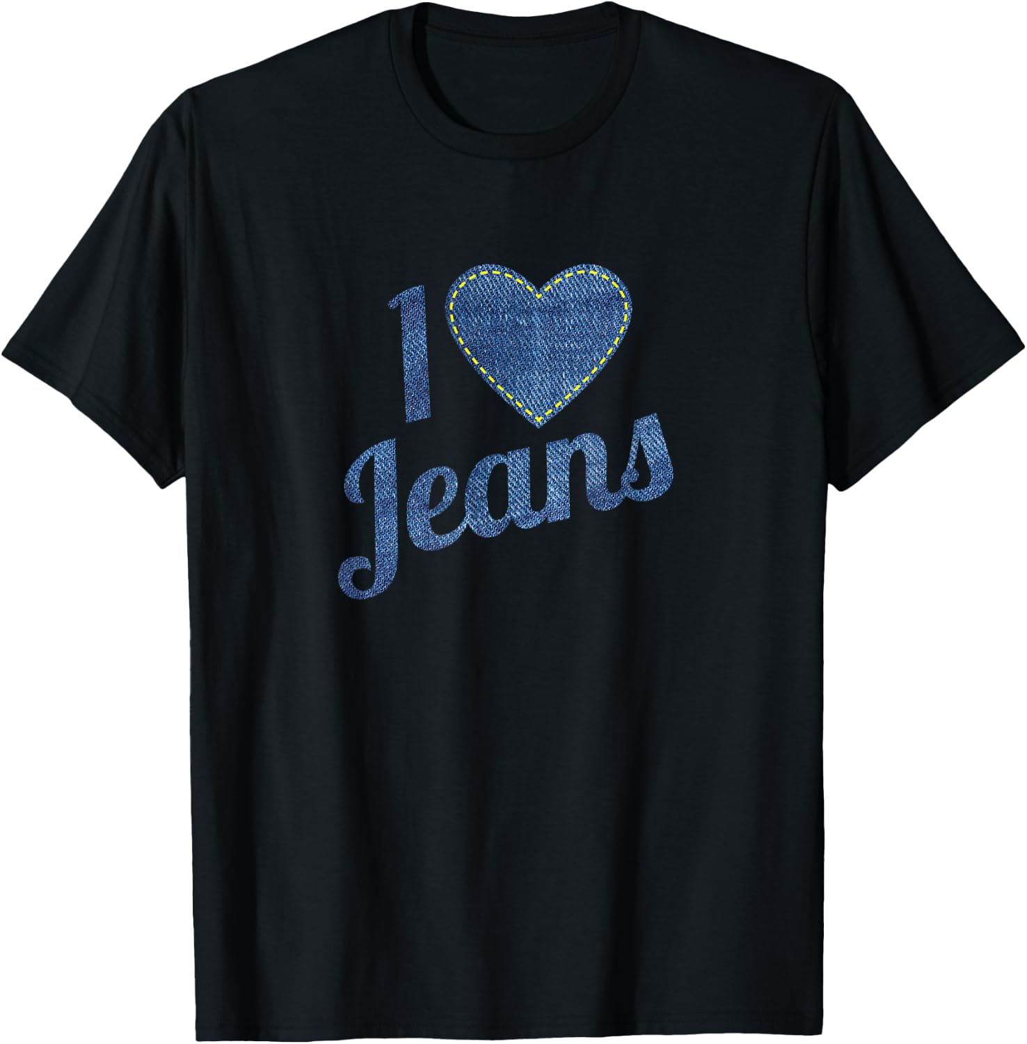 I love Jeans vintage Fashion Design with Seam Heart T-Shirt - T-Shirt | Black