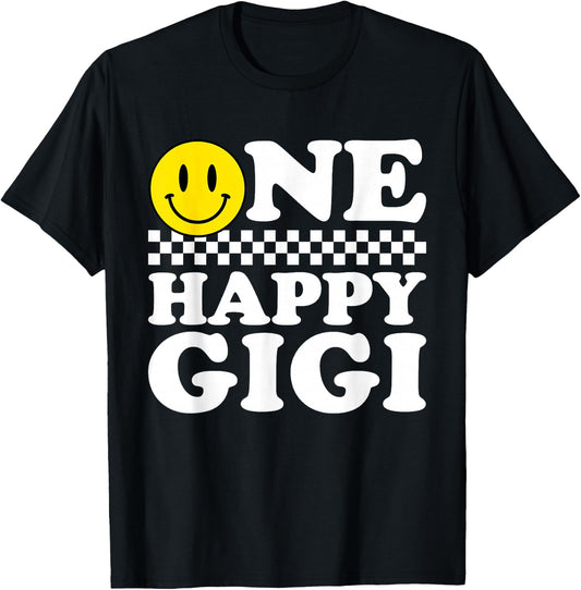 One Happy Dude Gigi 1st Birthday Family Matching T-Shirt - T-Shirt | Black
