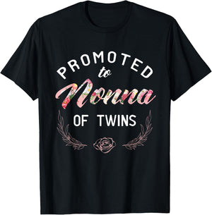 Promoted To Nonna Of Twins T-Shirt - T-Shirt | Black