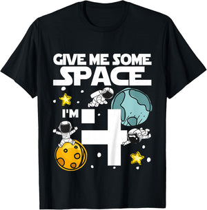 4 Year Old Outer Space Birthday Planets Astronaut 4th Gift T-Shirt - T-Shirt | Black