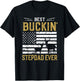 Best Buckin Stepdad Ever Funny Gift Deer Hunter Cool Hunting T-Shirt - T-Shirt | Black