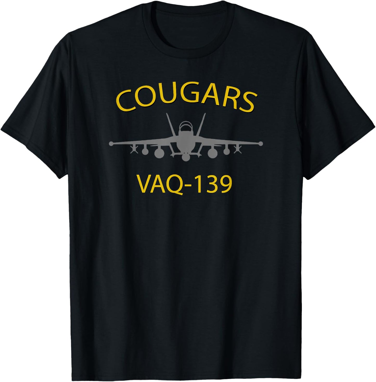 VAQ-139 "Cougars" Naval Squadron EA-18 Growler Jet T-Shirt - T-Shirt | Black