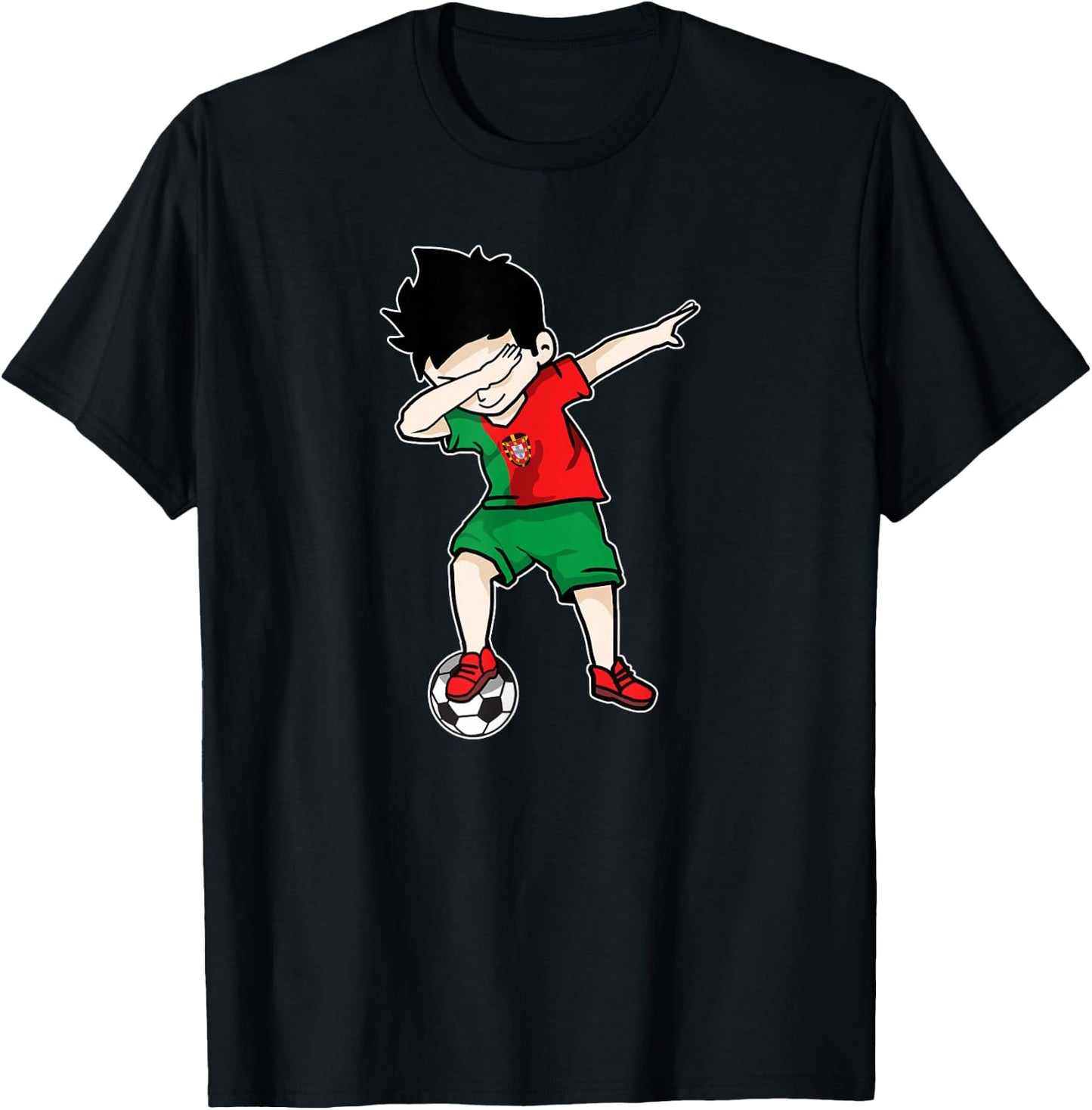 Dabbing Soccer Boy Portugal Football - Portuguese Gift T-Shirt - T-Shirt | Black