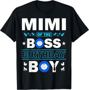 Mimi of the Birthday Boy Like a Boss Kids Family Love B-Day T-Shirt - T-Shirt | Black