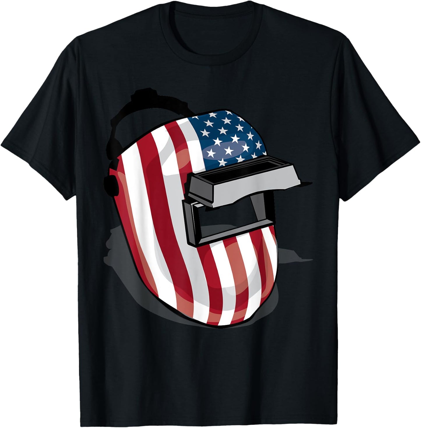 American Flag Welding Helmet Shape Shirt | Cute Welder Gift Women Kids Men T-Shirt - T-Shirt | Black