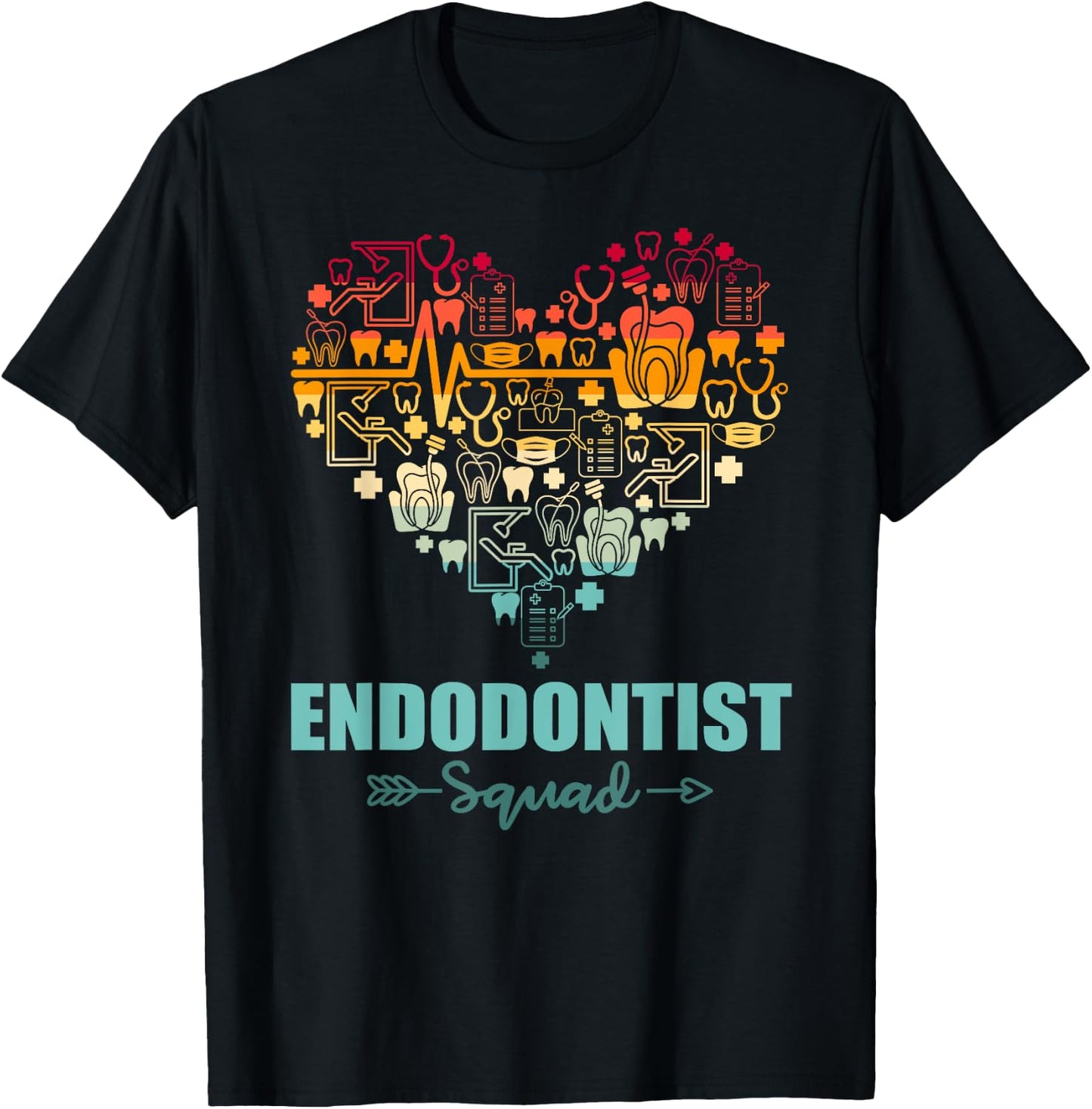 Endodontist Heart Funny Vintage Endodontic Dental T-Shirt - T-Shirt | Black