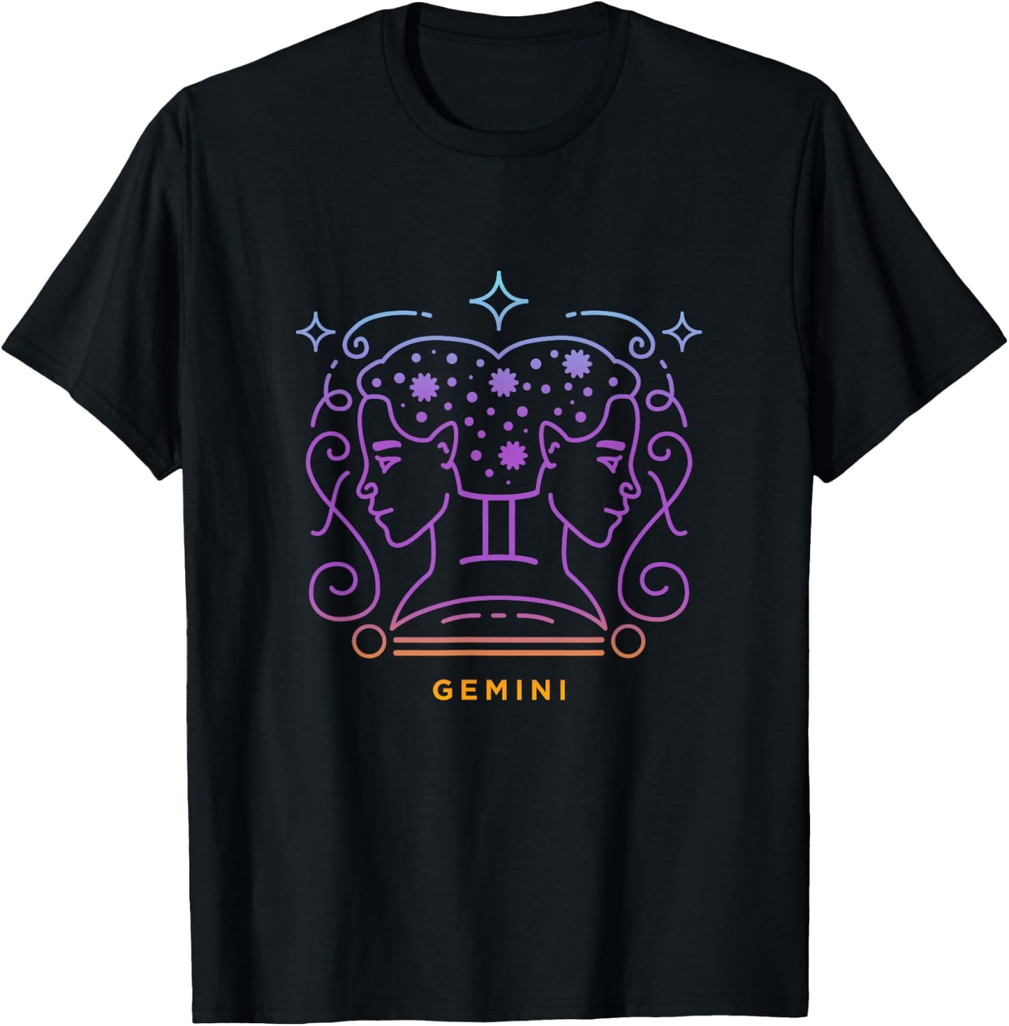 Gemini Twins Zodiac Symbol Astrology T-Shirt - T-Shirt | Black