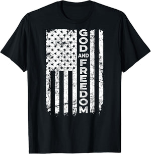 God And Country - Patriotic Christian USA Flag (ON BACK) T-Shirt - T-Shirt | Black