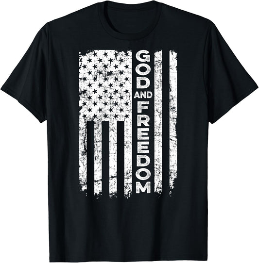 God And Country - Patriotic Christian USA Flag (ON BACK) T-Shirt - T-Shirt | Black