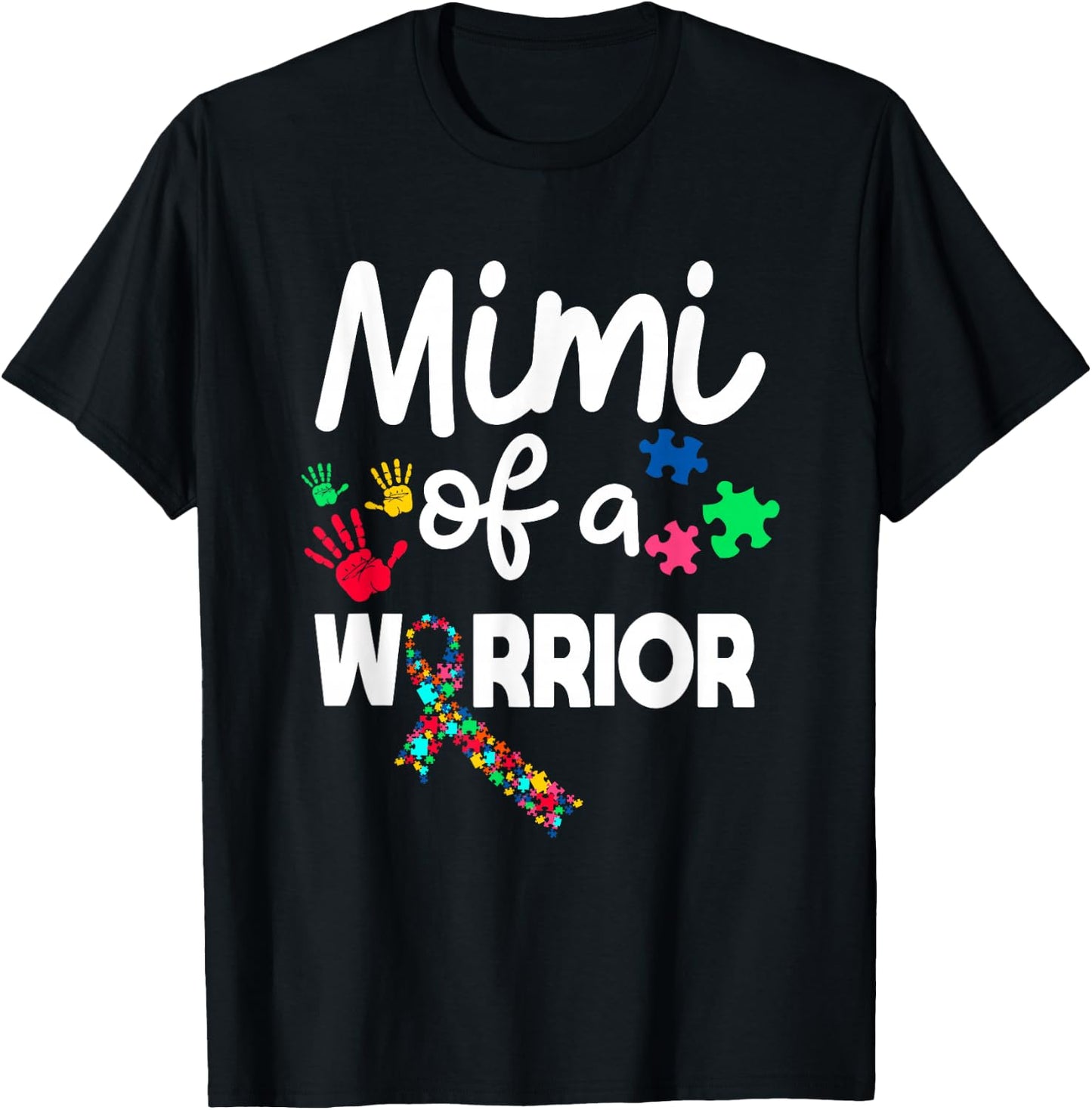 Mimi Of A Warrior Autism Awareness Autistic Autism Moms T-Shirt - T-Shirt | Black