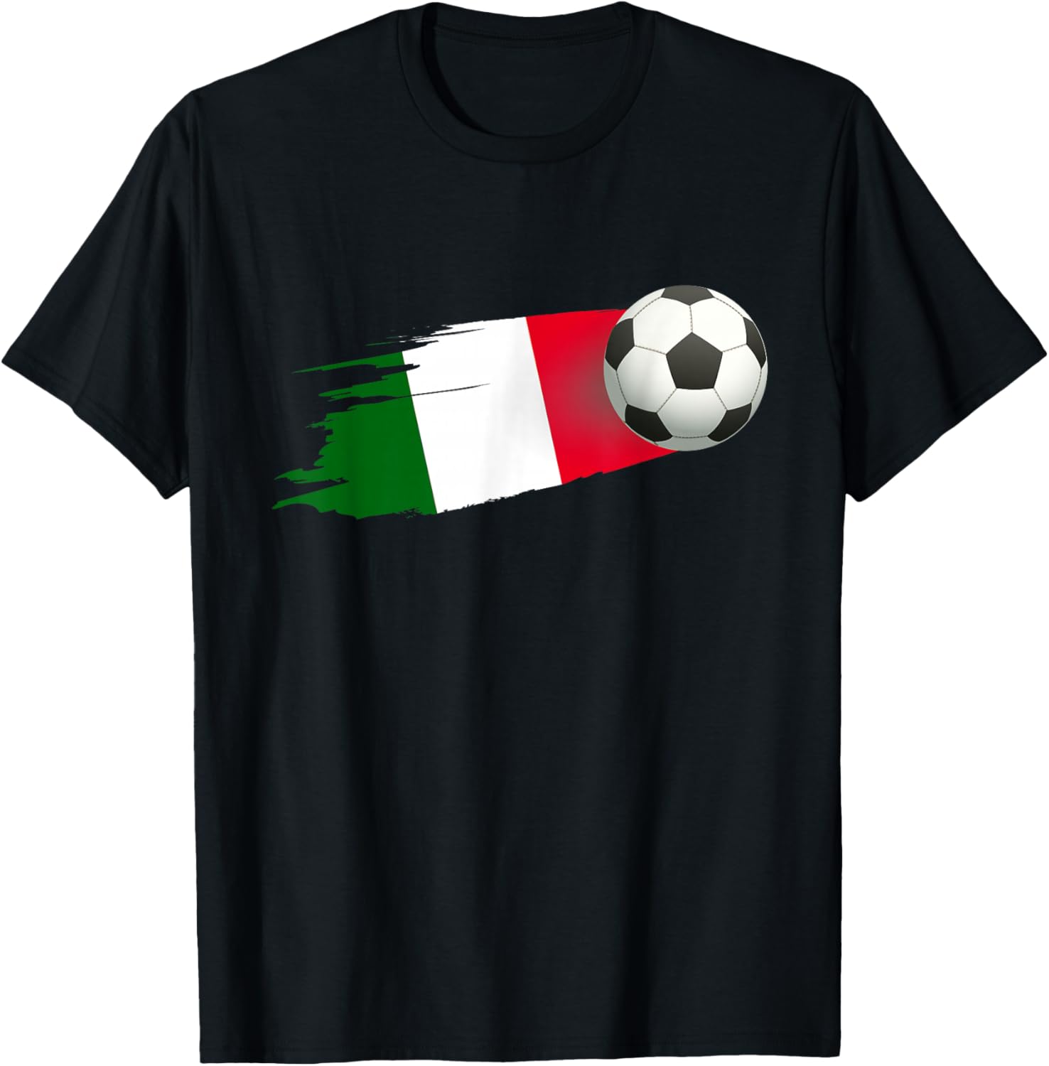 Italy Football Ball Italy Flag Jersey - Italian Football Fan T-Shirt - T-Shirt | Black