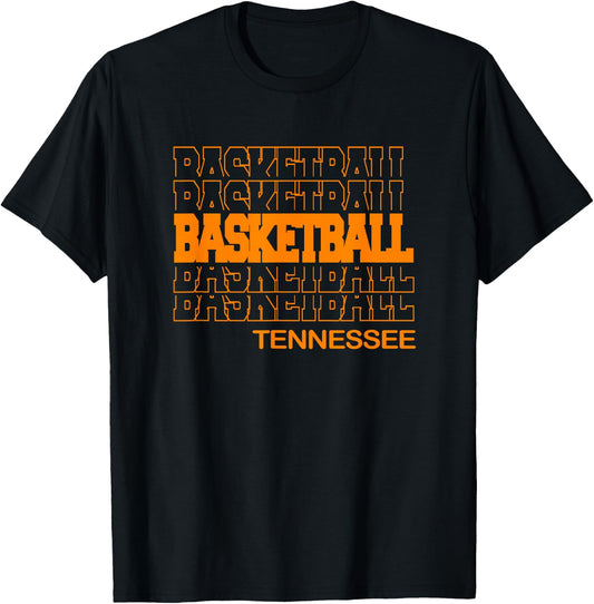 Basketball Tennessee in Modern Stacked Lettering T-Shirt - T-Shirt | Black