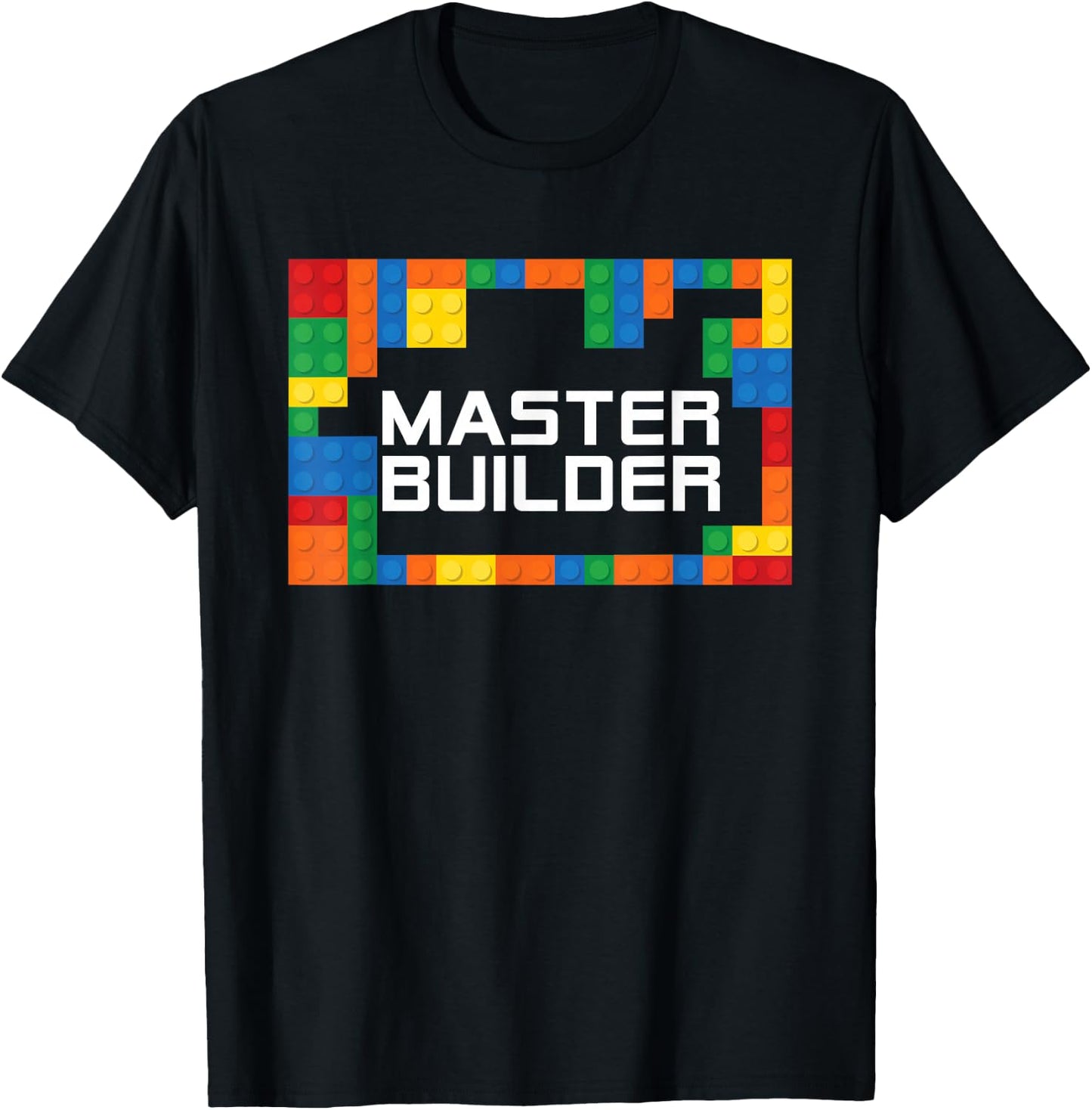Master Builder Engineer Big Building Blocks Build Children T-Shirt - T-Shirt | Black
