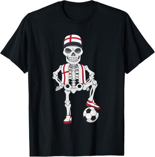 England Soccer Skeleton Fan Team Gift T-Shirt - T-Shirt | Black