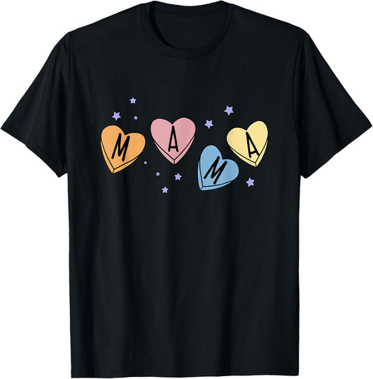 Conversation Hearts Mama Valentine Family Matching Clothes T-Shirt - T-Shirt | Black