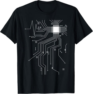 Computer Scientist Programmer CPU Heart Board Funny Nerd T-Shirt - T-Shirt | Black