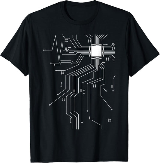 Computer Scientist Programmer CPU Heart Board Funny Nerd T-Shirt - T-Shirt | Black
