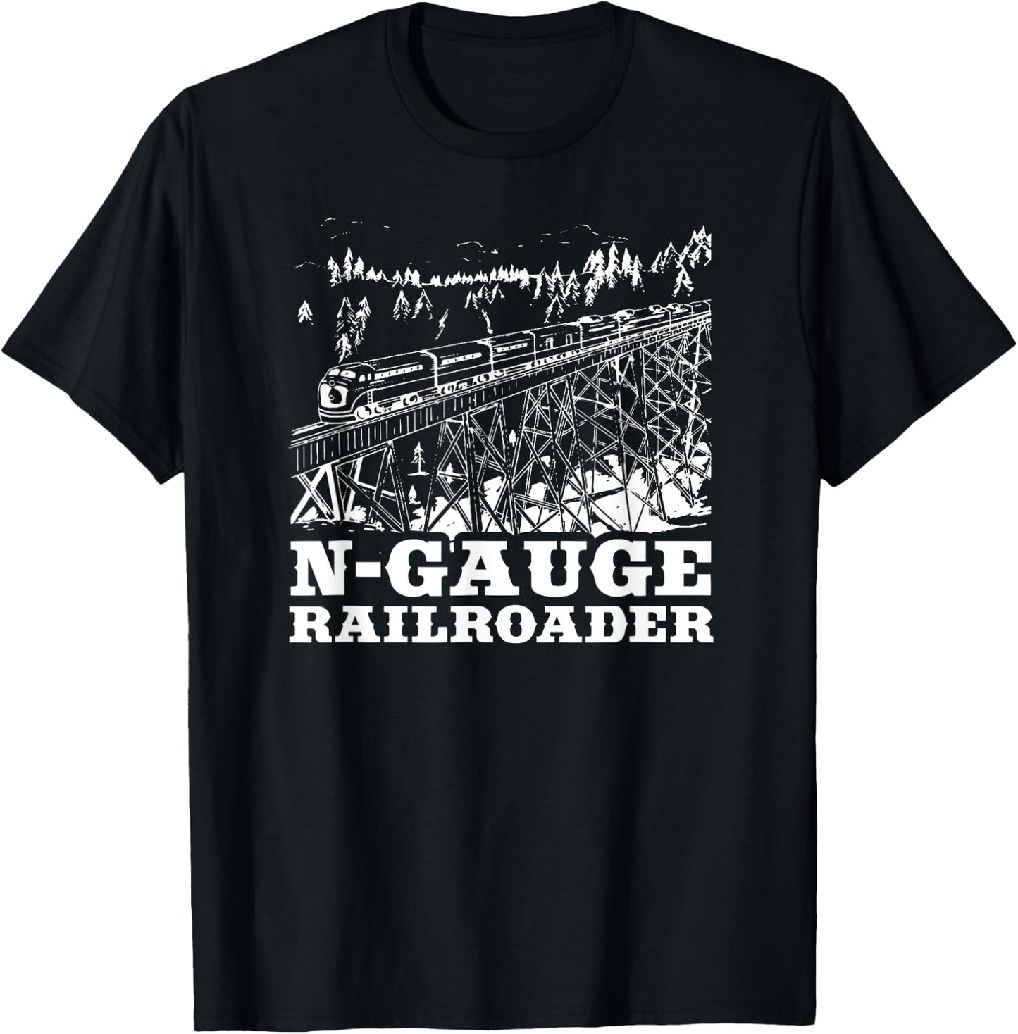 Model Train N Gauge Railroad Model Railway Train N Scale T-Shirt - T-Shirt | Black