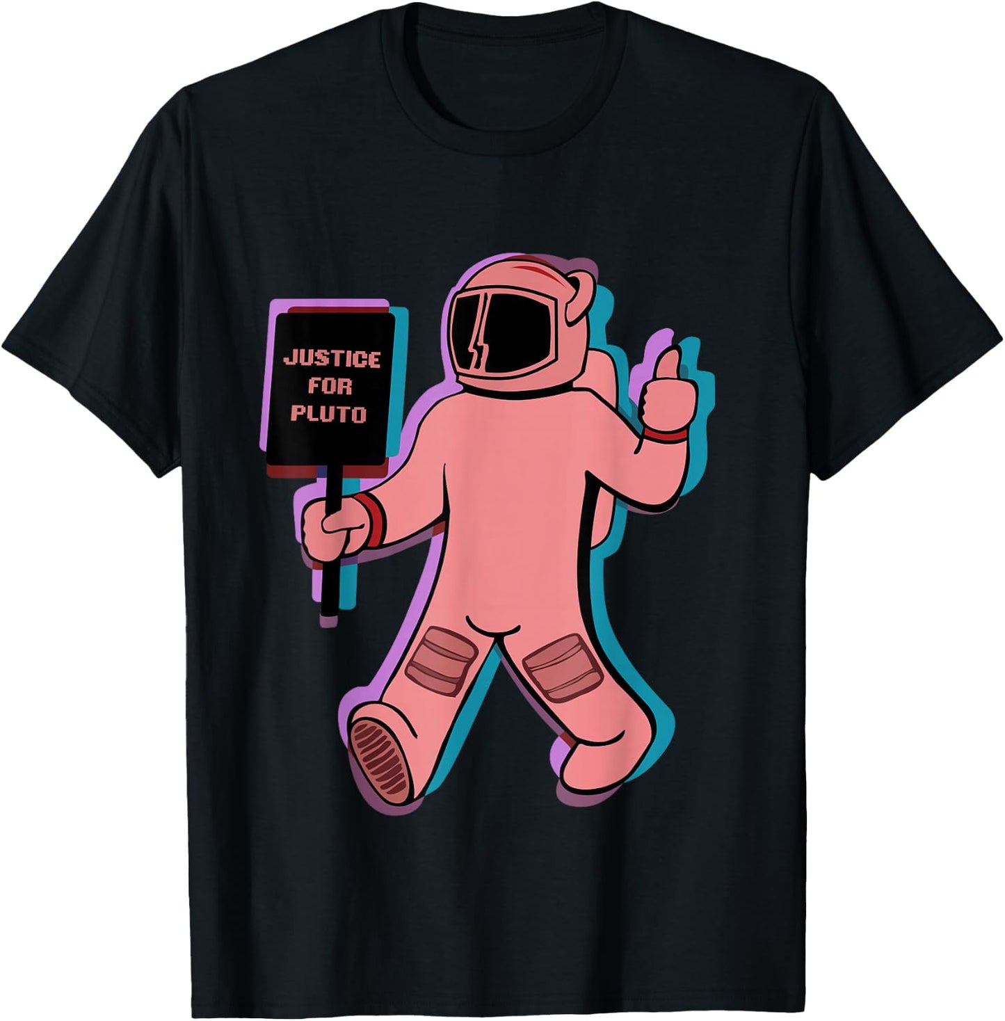 Funny Retro Space, Science Gift, Justice for Pluto T-Shirt - T-Shirt | Black
