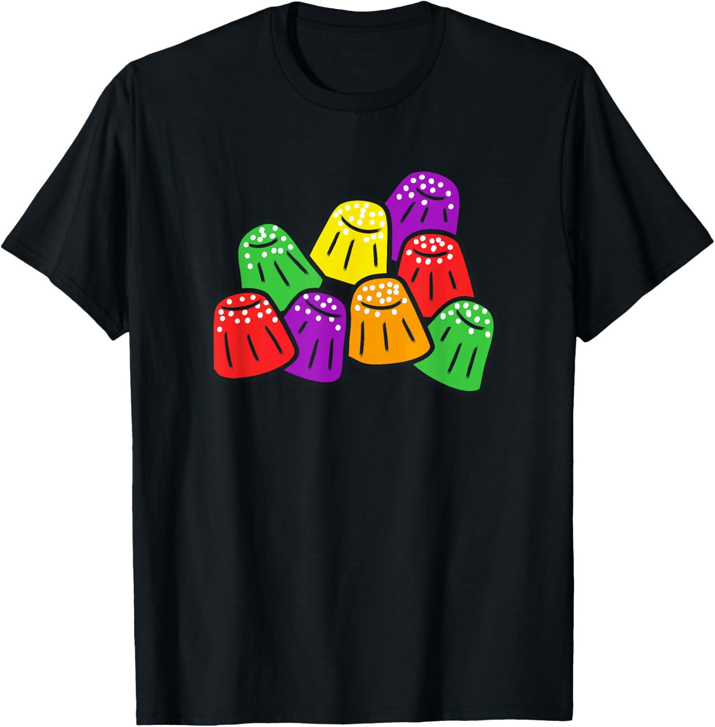 Gumdrops Jelly Candies Simple Wordless Bright Colors Graphic T-Shirt - T-Shirt | Black