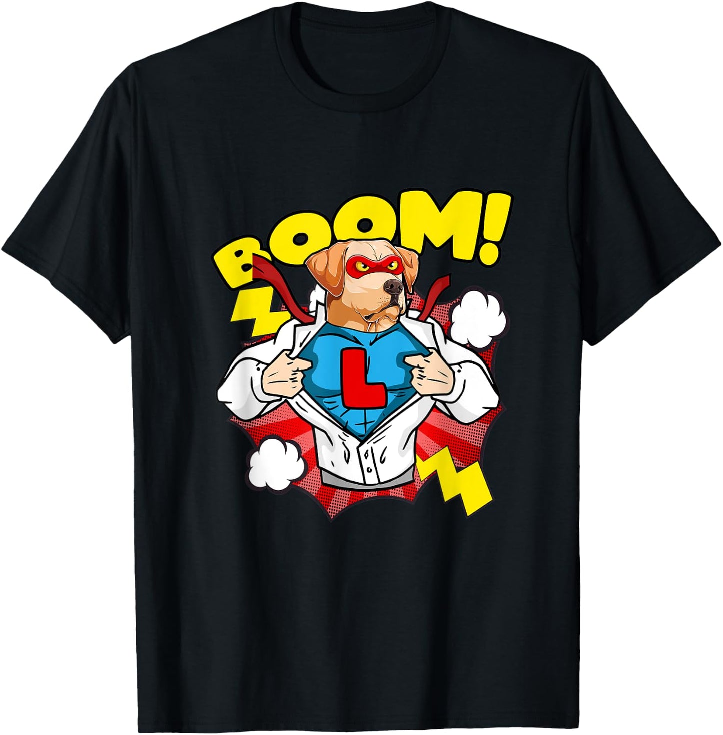 Labrador as Comic Super Hero Dog Men Women Kids T-Shirt - T-Shirt | Black