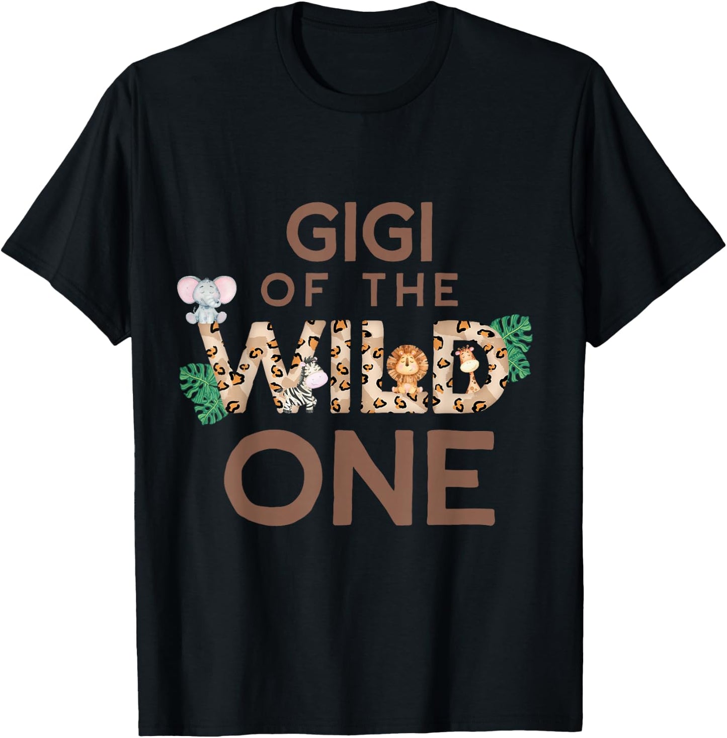 Gigi of The Wild One Animal Safari 1st Birthday Family T-Shirt - T-Shirt | Black