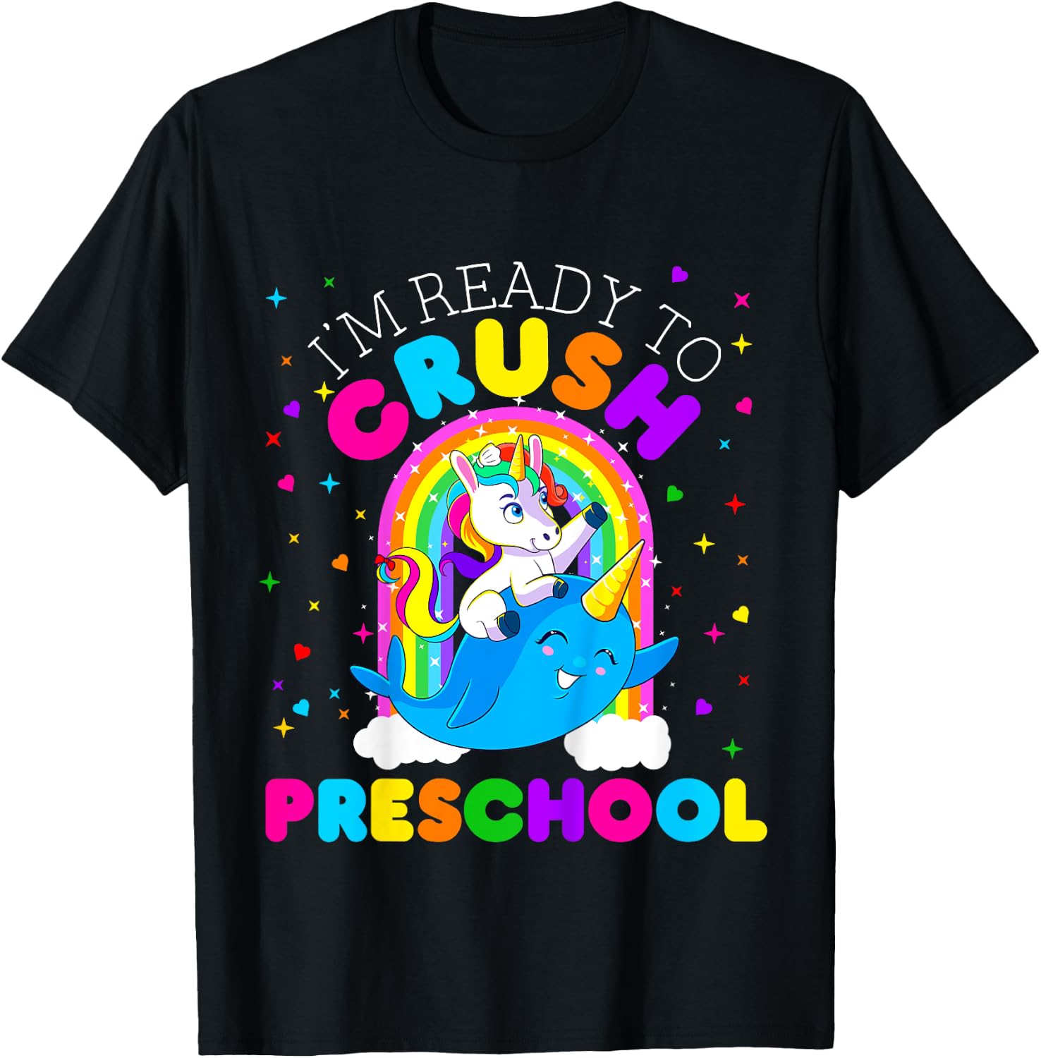 Kids I'm Ready to Crush Preschool Unicorn First Day of Pre School T-Shirt - T-Shirt | Black