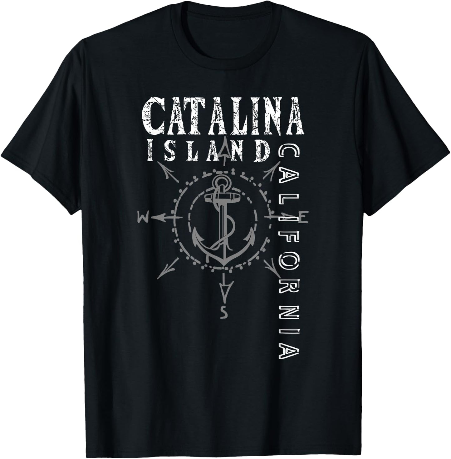 Catalina Island Souvenir Sailing Compass Rose T-Shirt - T-Shirt | Black