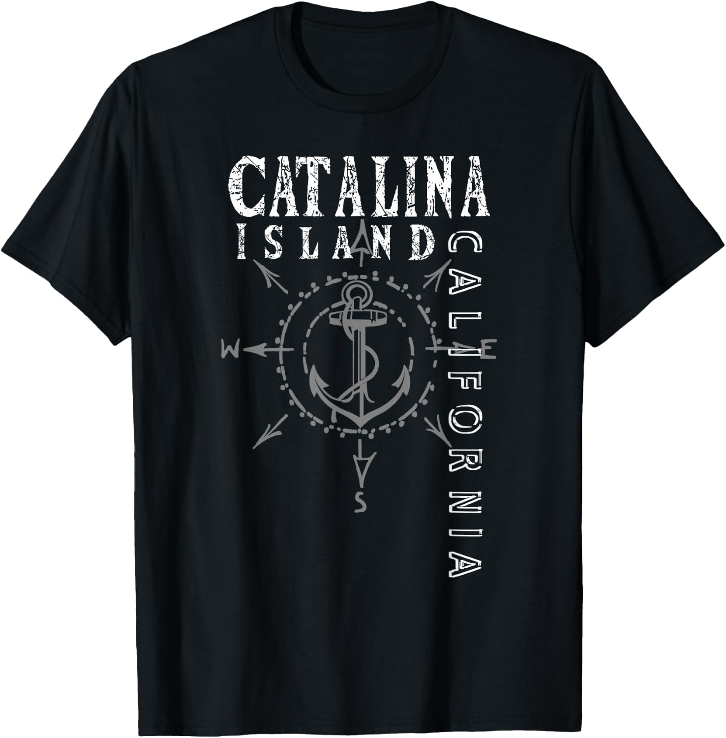 Catalina Island Souvenir Sailing Compass Rose T-Shirt - T-Shirt | Black