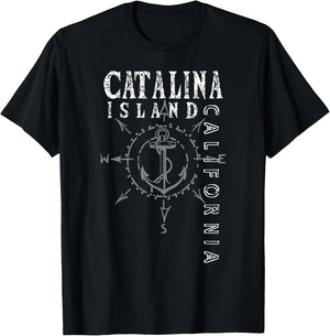 Catalina Island Souvenir Sailing Compass Rose T-Shirt - T-Shirt | Black