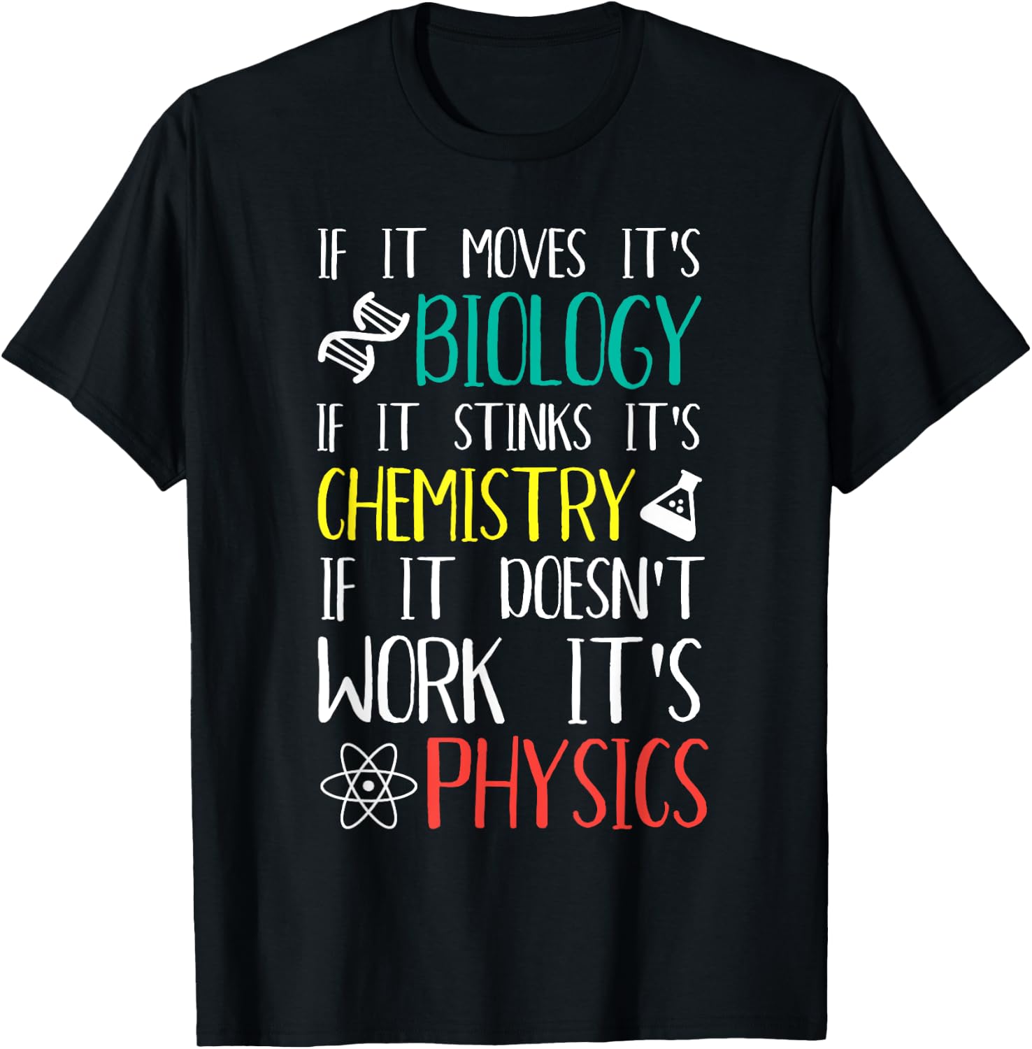 If It Moves It's Biology If It Stinks It's Chemistry T-Shirt - T-Shirt | Black