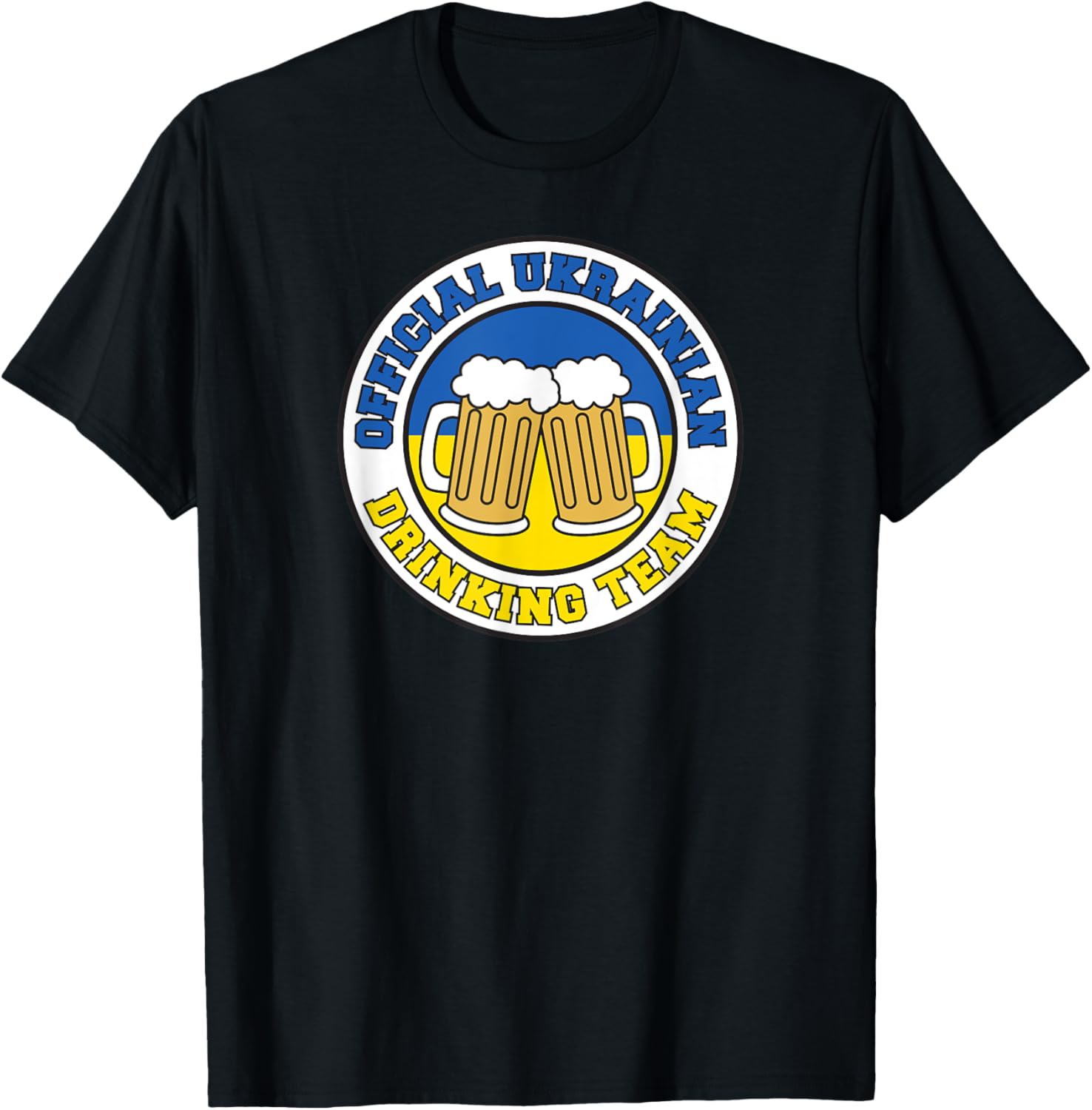 Official Ukrainian Drinking Team Flag of Ukraine Beer Funny T-Shirt - T-Shirt | Black