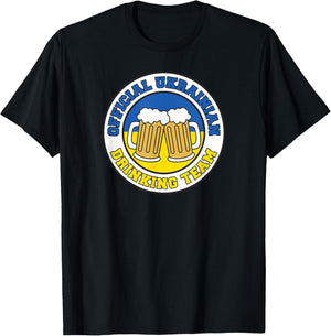 Official Ukrainian Drinking Team Flag of Ukraine Beer Funny T-Shirt - T-Shirt | Black