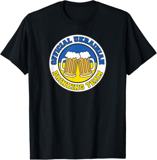 Official Ukrainian Drinking Team Flag of Ukraine Beer Funny T-Shirt - T-Shirt | Black