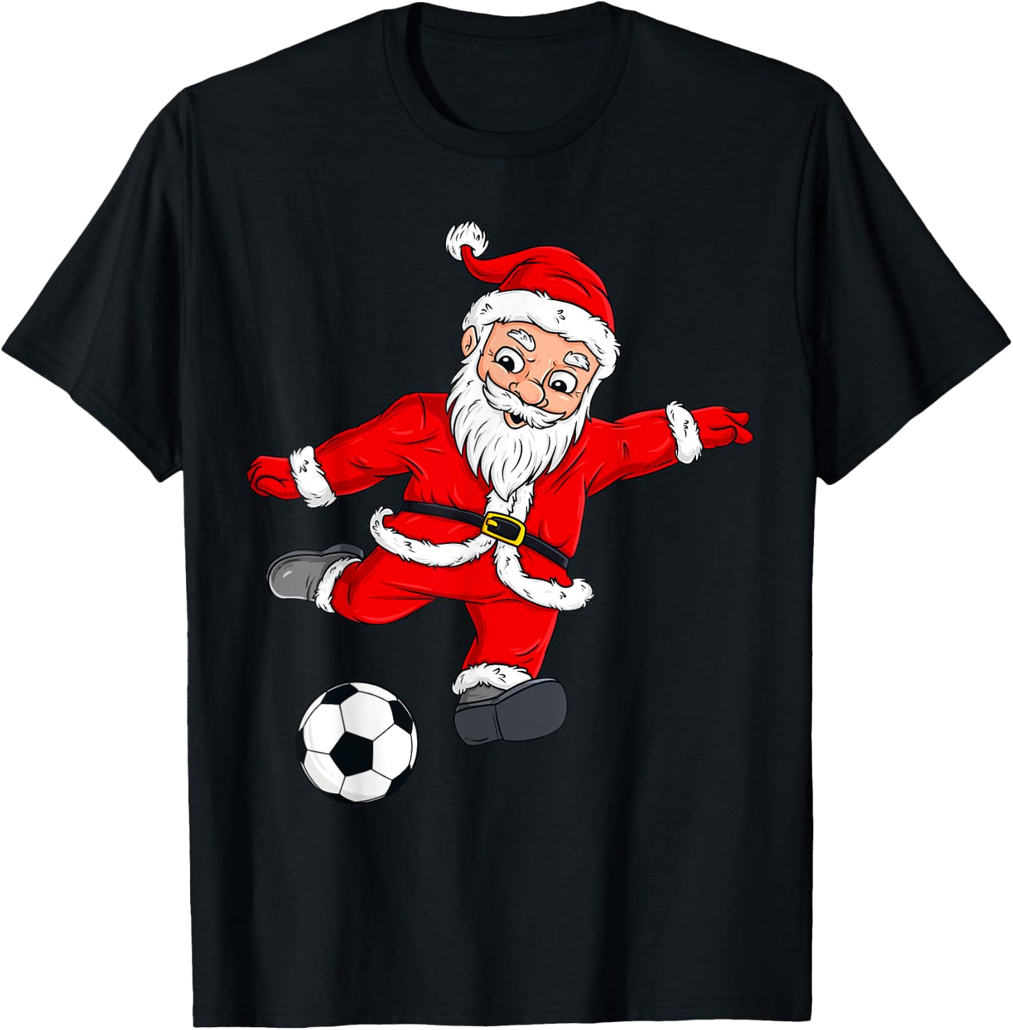 Christmas Santa Claus Soccer Ball Funny Boys Girls Kids Xmas T-Shirt - T-Shirt | Black