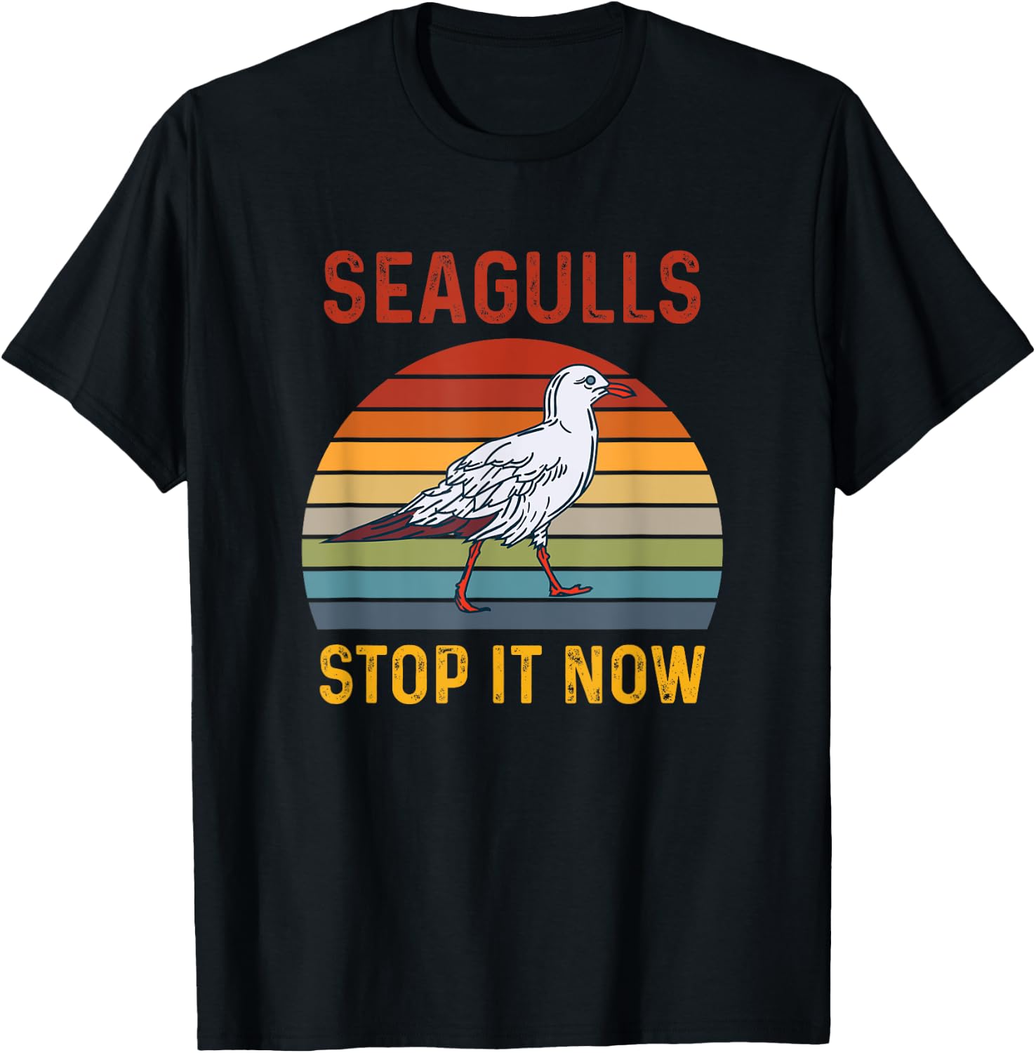 Seagulls Bird Lover Stop It Now Retro Vintage Funny Seagulls T-Shirt - T-Shirt | Black