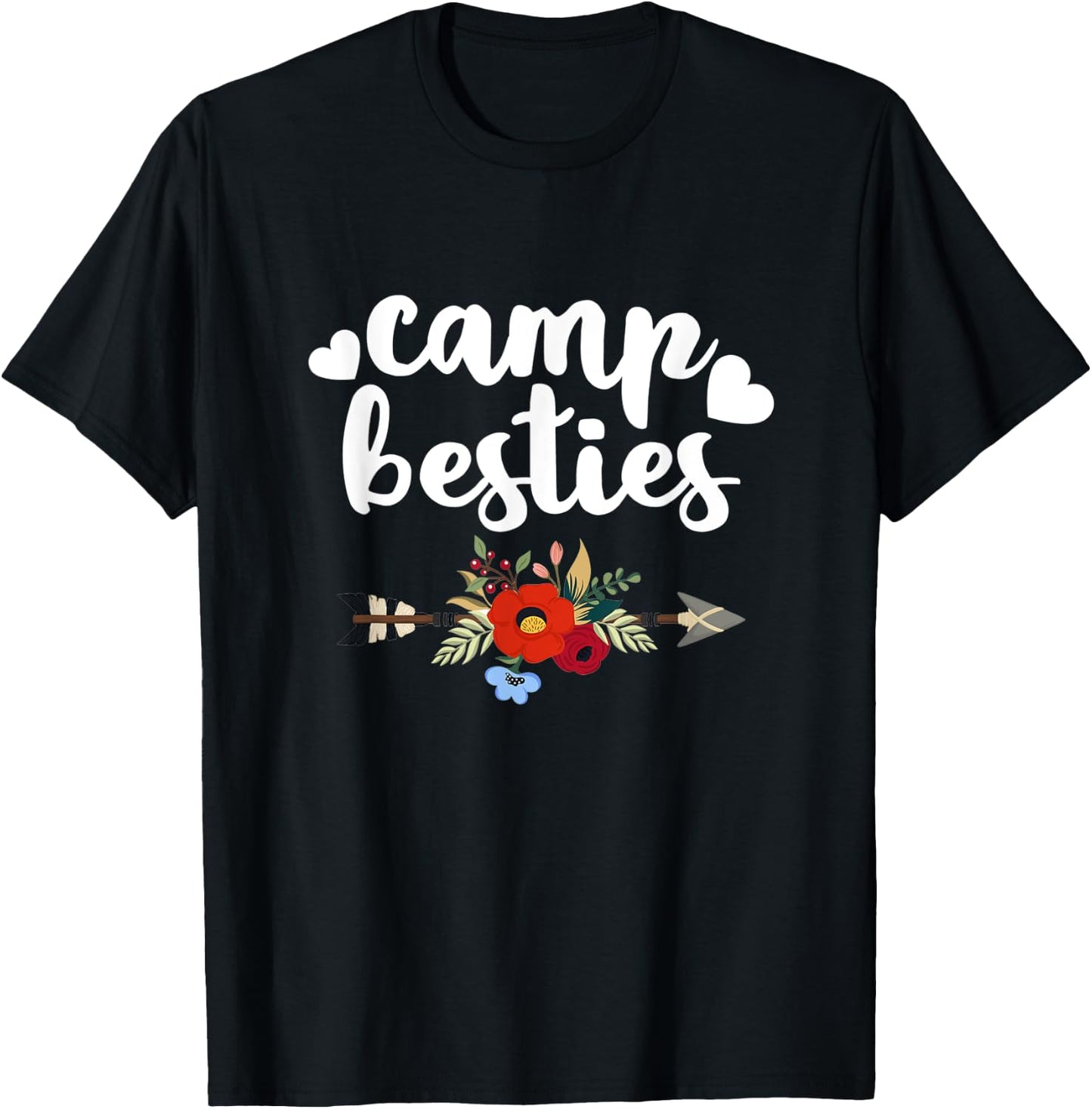 Funny Camp Besties Shirt Cute Best Friend Camper Gift Girl T-Shirt - T-Shirt | Black