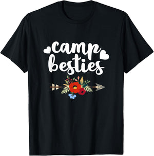 Funny Camp Besties Shirt Cute Best Friend Camper Gift Girl T-Shirt - T-Shirt | Black