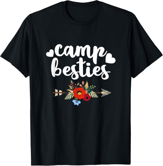 Funny Camp Besties Shirt Cute Best Friend Camper Gift Girl T-Shirt - T-Shirt | Black