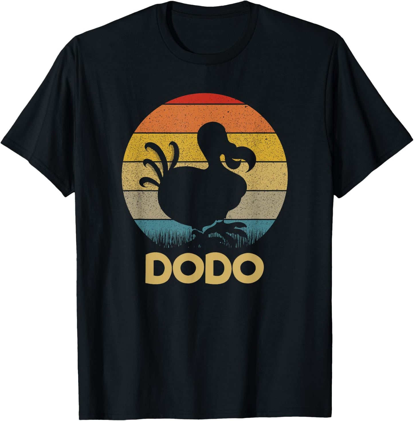 Dodo Retro Sunset Dodo Bird Silhouette Dodo Bird T-Shirt - T-Shirt | Black