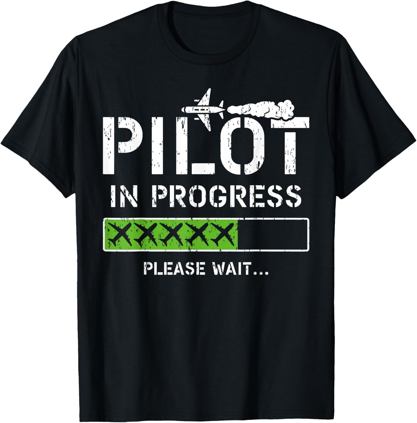 Pilot In Progress Kid Future Pilot Airplane Aviation Flying T-Shirt - T-Shirt | Black
